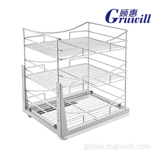 Kitchen Cabinet Storage Wire Baskets Wire Basket Pull Out Dish Rack Kitchen CabinetOrganizer Manufactory